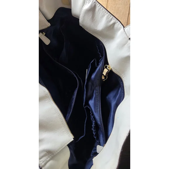 Coach Taylor Signature White Leather Baby Diaper Bag Tote Authentic - Picture 4 of 5